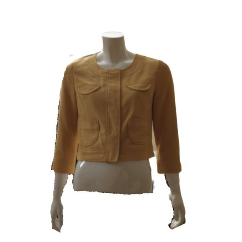 COPY - Yellow mustard collarless blazer jacket cropped size M